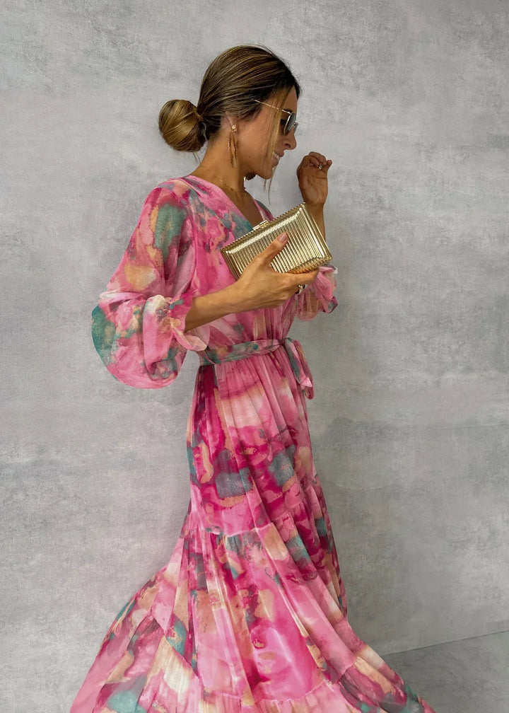 Mary Robe d'Été Femme – Robe Longue Légère à Manches Longues, Élégante & Moderne