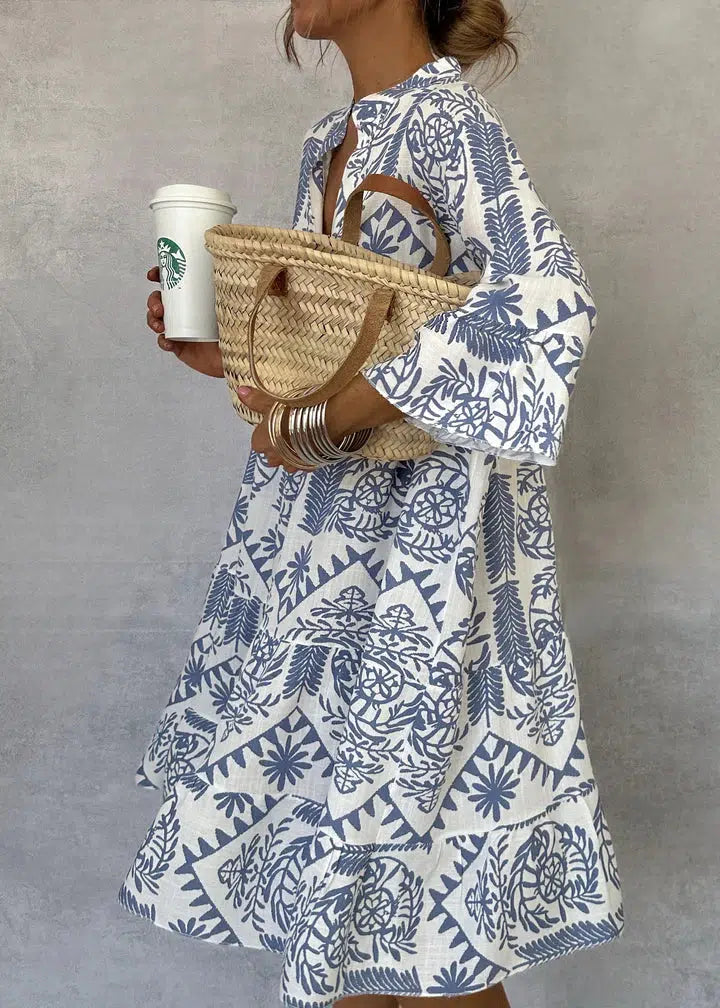 Anastasia Robe Maxi Femme – Robe d'Été Bohème avec Décolleté en V & Imprimé Fleuri Aéré