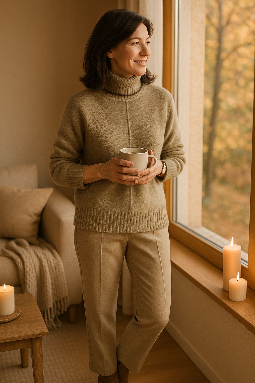 Liv Pull Femme Col Roulé Cachemire – Pull Luxe en Mélange Laine Doux Coupe Regular Élégante