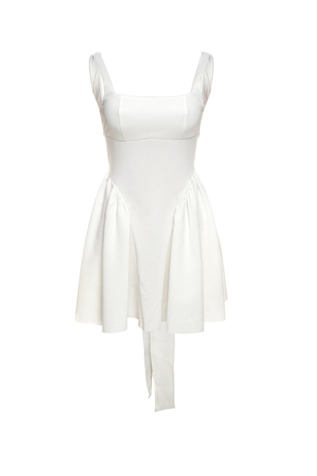 Mini donna abito trixie - vestito senza manica nuda posteriore con scollo quadrato e nodo sul retro