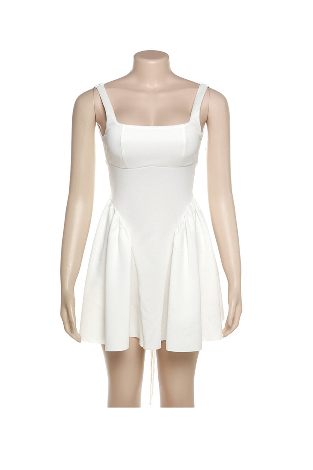 Mini donna abito trixie - vestito senza manica nuda posteriore con scollo quadrato e nodo sul retro