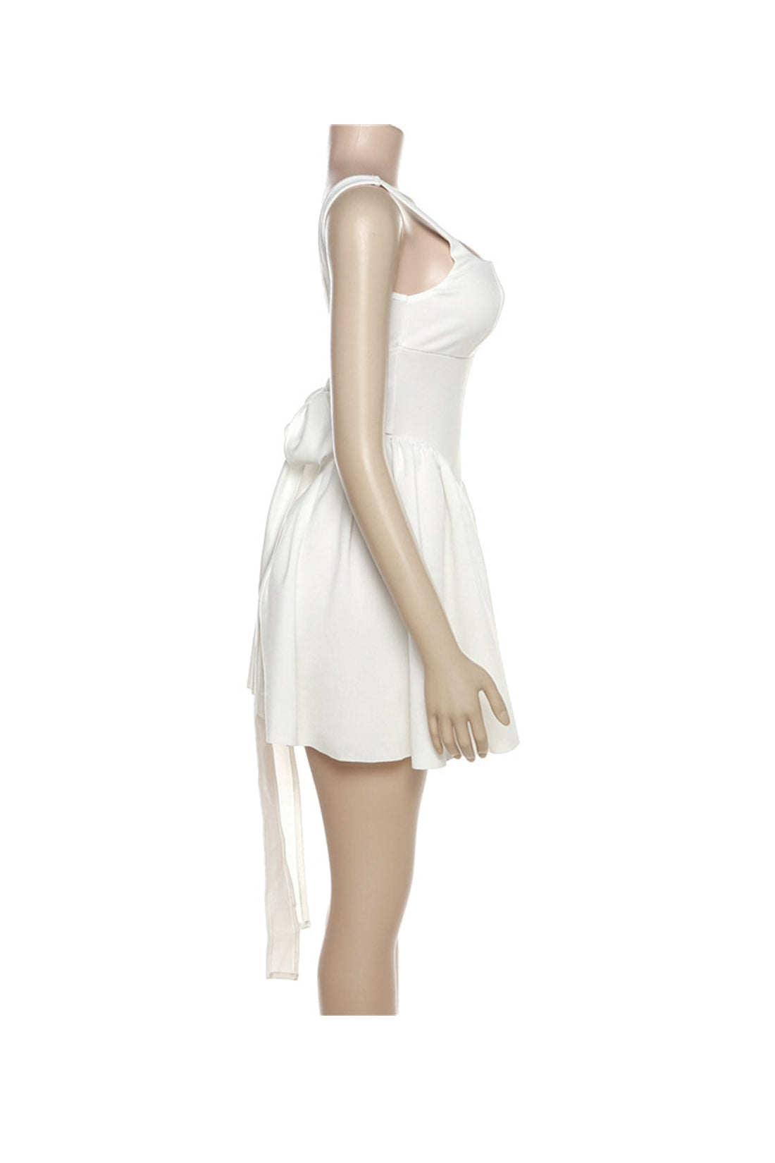 Mini donna abito trixie - vestito senza manica nuda posteriore con scollo quadrato e nodo sul retro