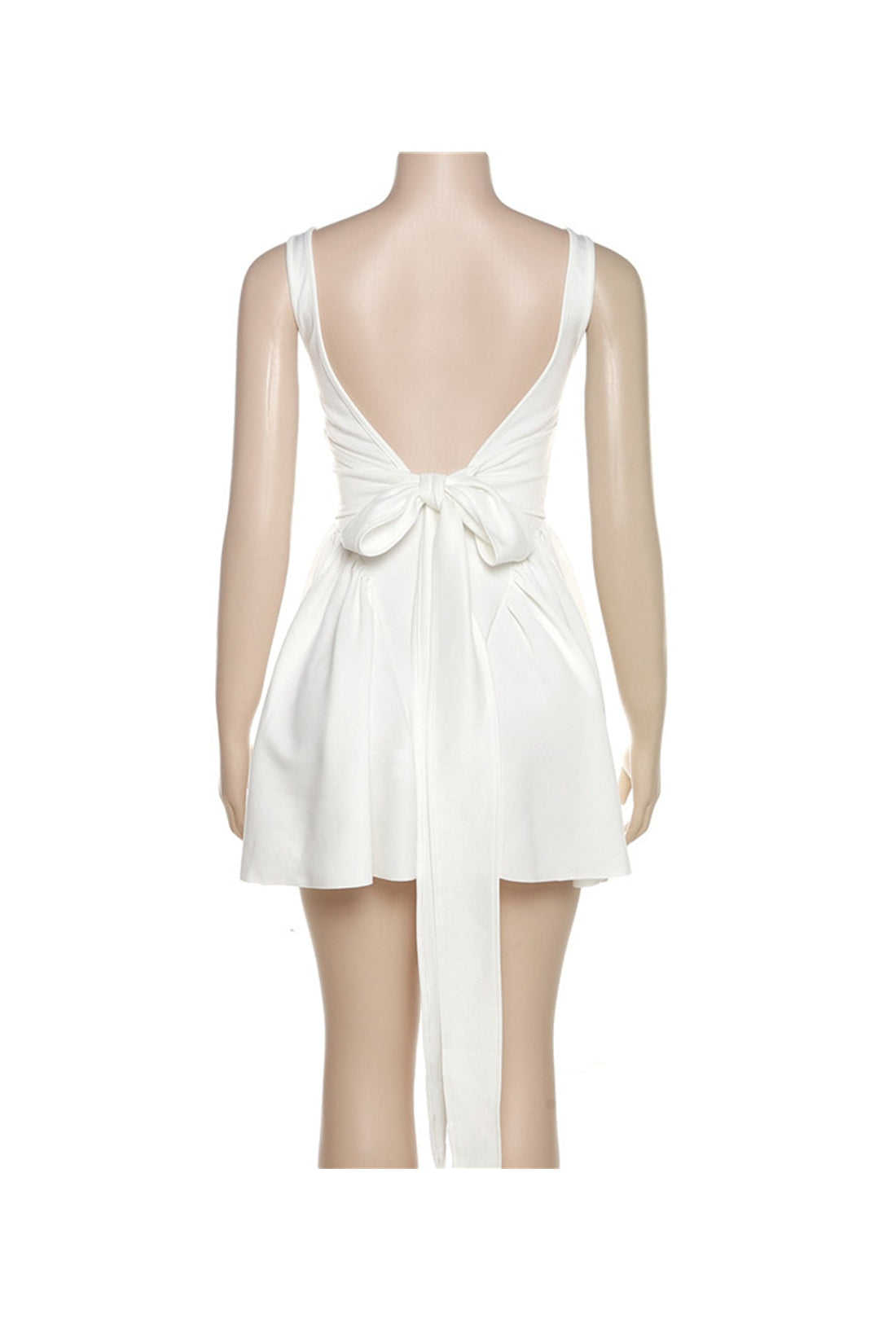 Mini donna abito trixie - vestito senza manica nuda posteriore con scollo quadrato e nodo sul retro