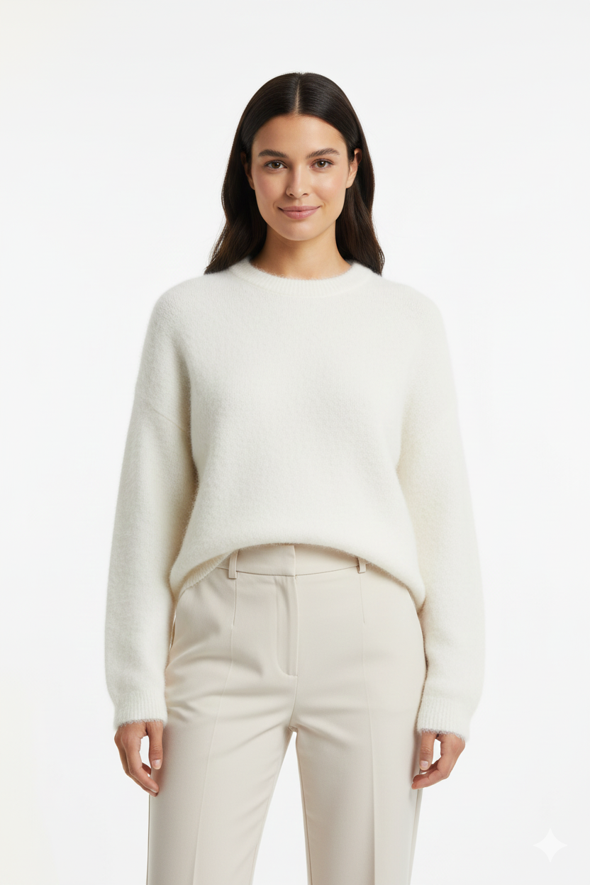 Donna Pull Oversize Mujer – Sudadera de Cuello Redondo Suave en Mezcla de Mohair con Corte Cómodo