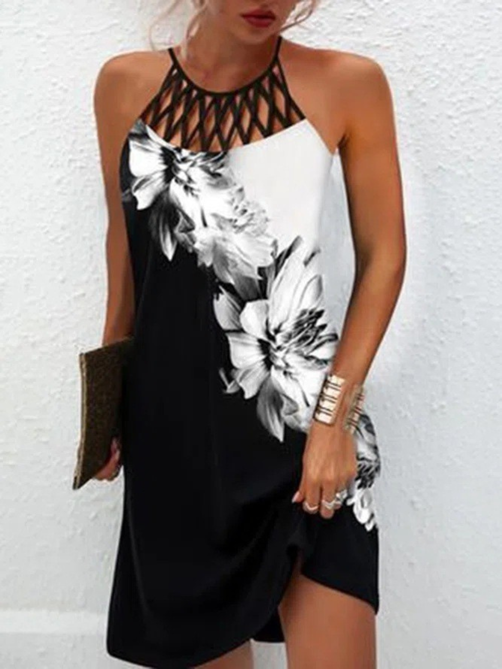 Emily Robe d’Été Femme – Robe Halter à Imprimé Tropical et Coupe Aérienne pour Plage & Brunch