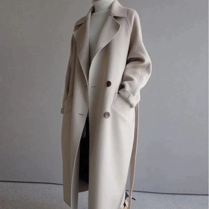 Isabelle Femme Manteau Long en Laine – Élégant & Confortable Manteau d’Hiver Intemporel