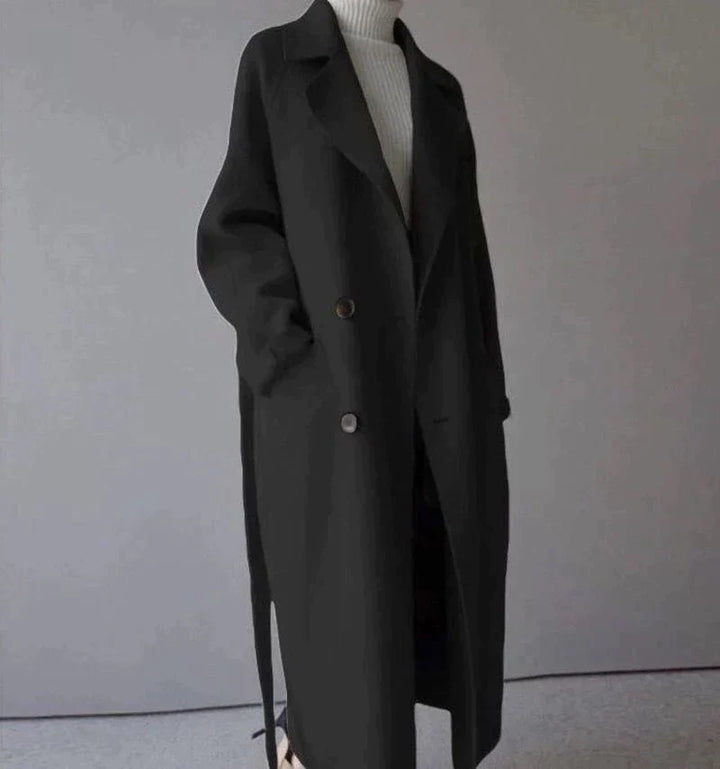 Isabelle Femme Manteau Long en Laine – Élégant & Confortable Manteau d’Hiver Intemporel