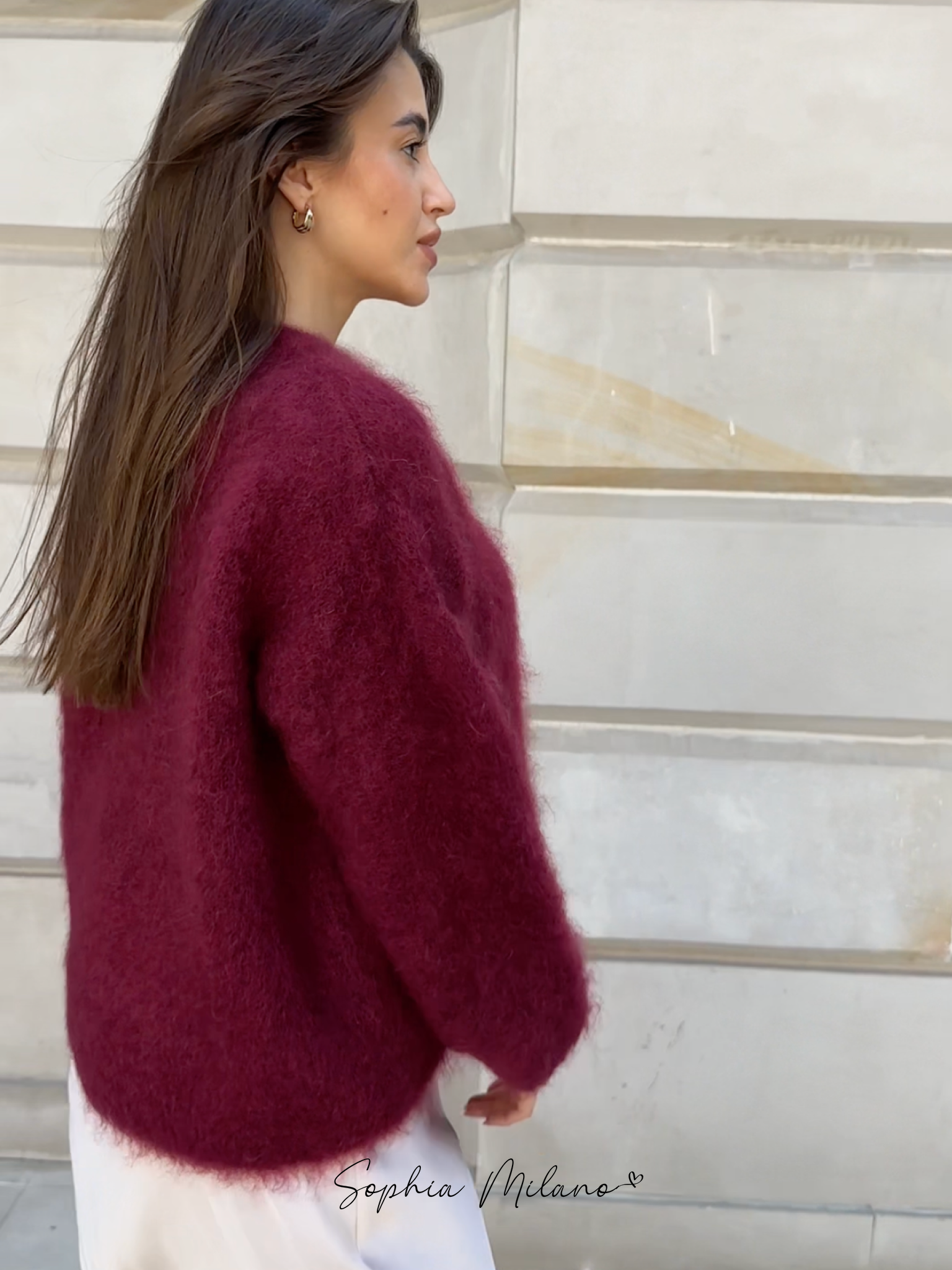 Donna Pull Oversize Mujer – Sudadera de Cuello Redondo Suave en Mezcla de Mohair con Corte Cómodo