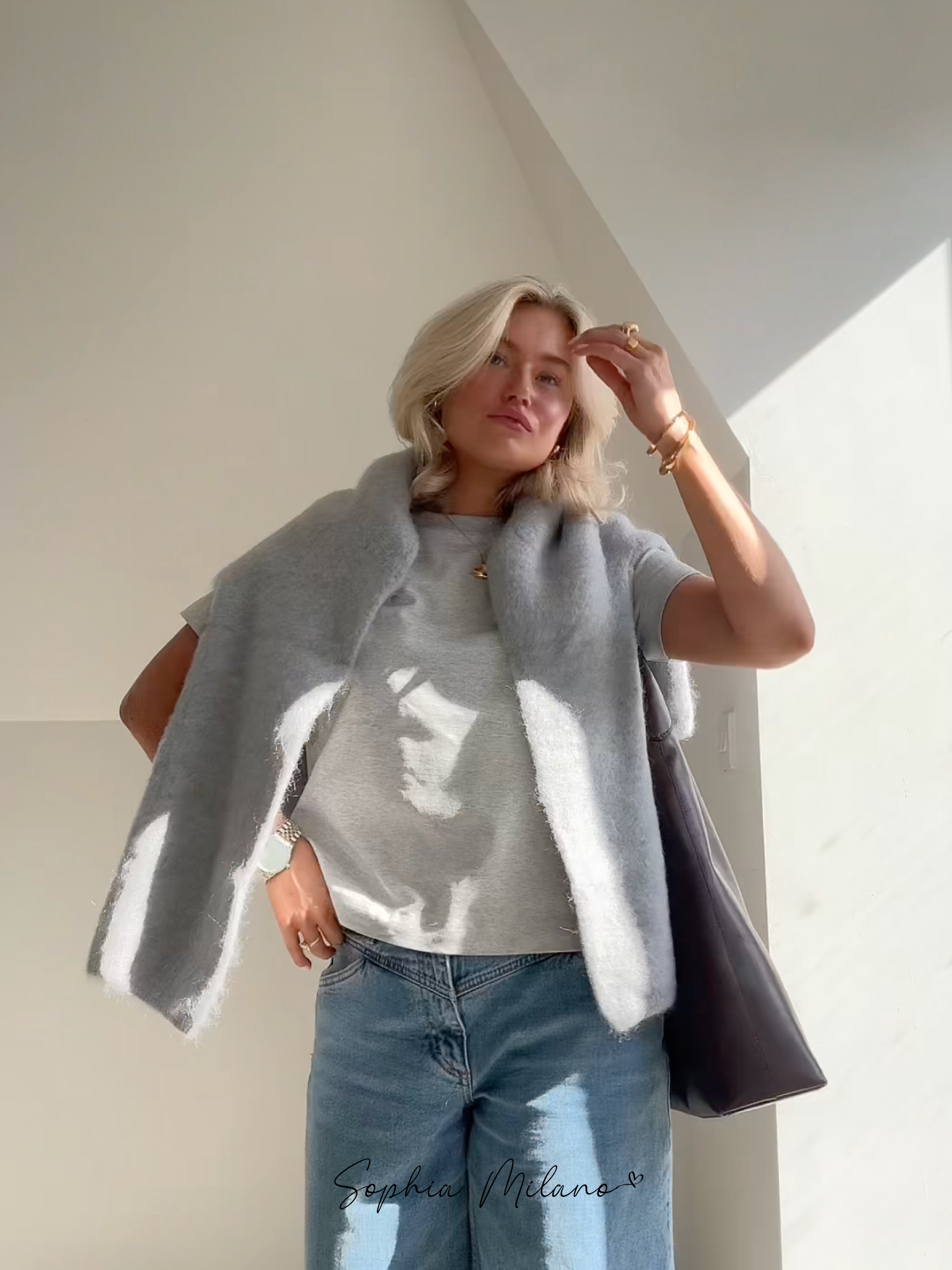 Donna Pull Oversize Mujer – Sudadera de Cuello Redondo Suave en Mezcla de Mohair con Corte Cómodo