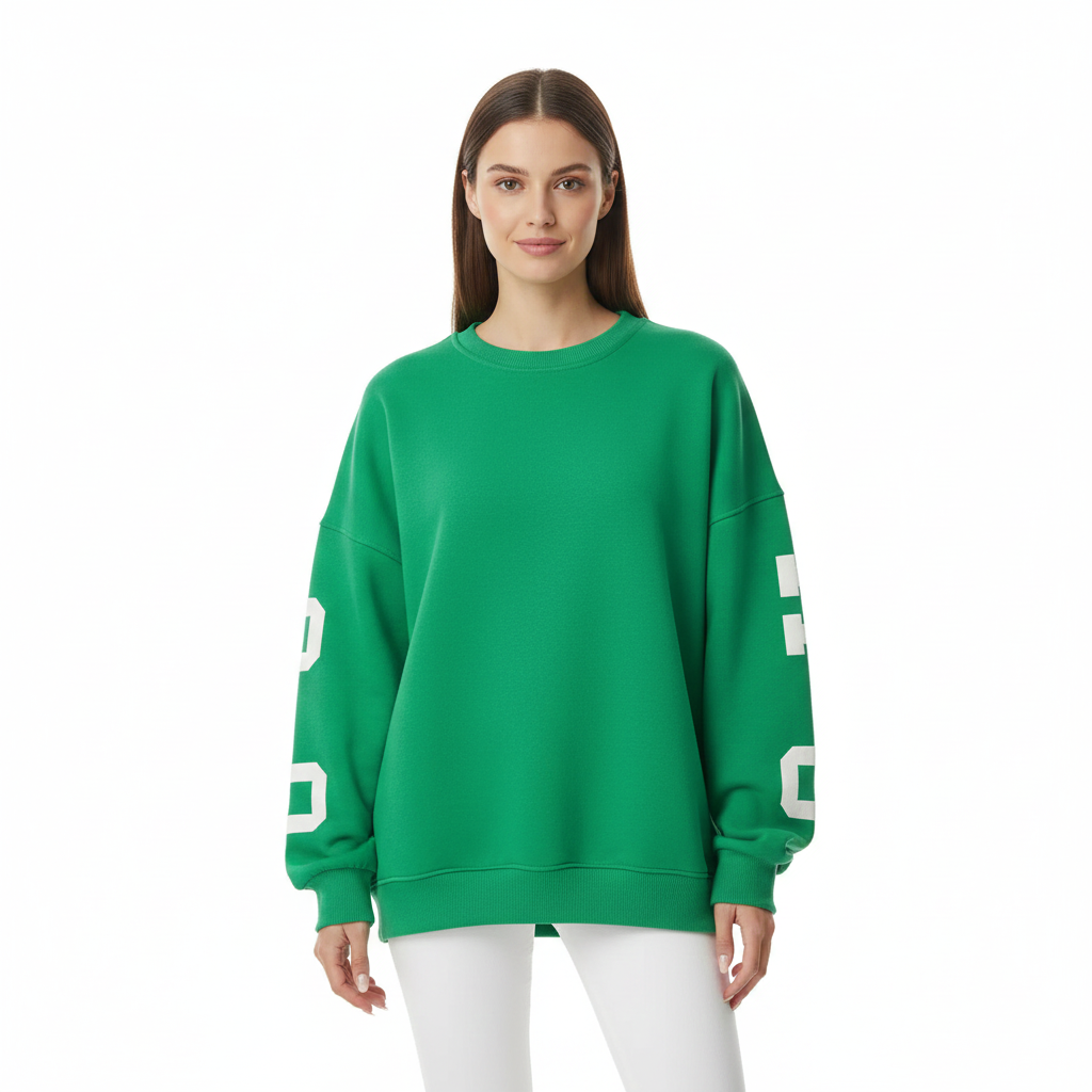 Arvery Oversize Damen Sweatshirt – Baumwollpullover mit grafischen Ärmeln & Rundhalsausschnitt
