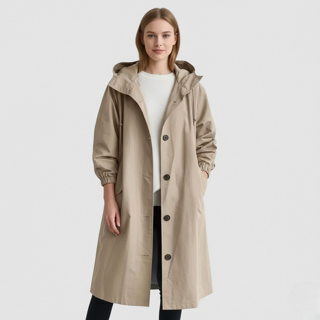 Cappotto Trench Arlyn Donna – Cappotto Lungo Oversize con Cappuccio e Taglio Elegante