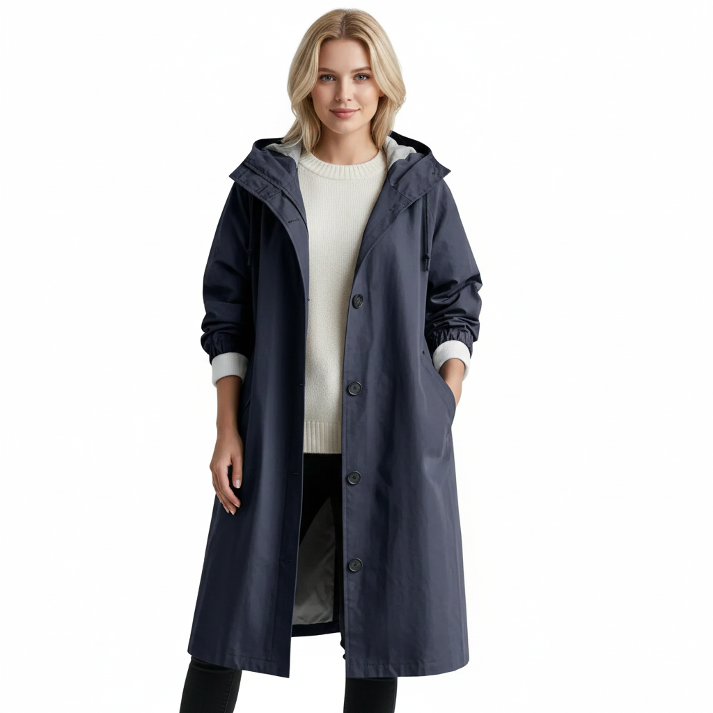 Cappotto Trench Arlyn Donna – Cappotto Lungo Oversize con Cappuccio e Taglio Elegante