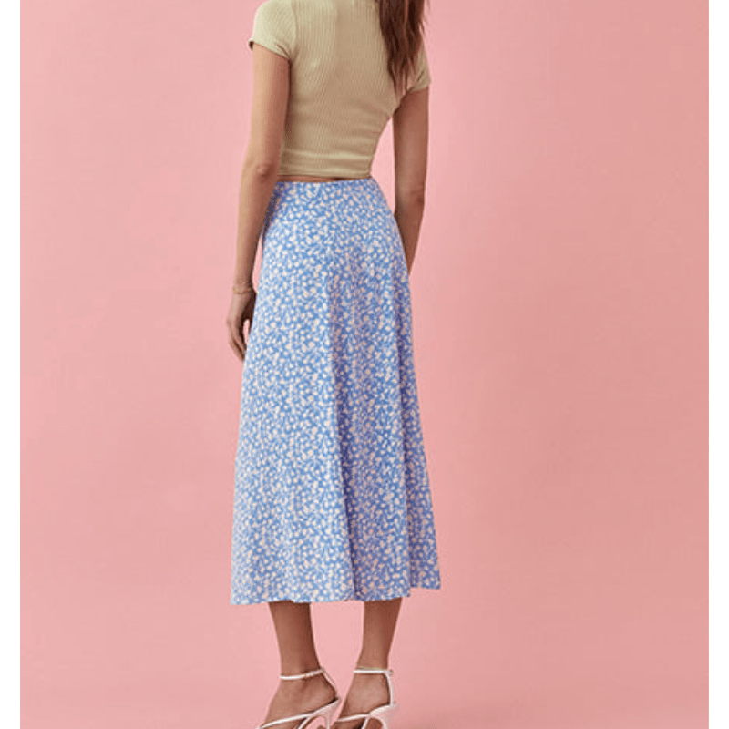 Falda de mujer Xaviera Long Looksy - cintura alta, luz de flores ligeras Luz