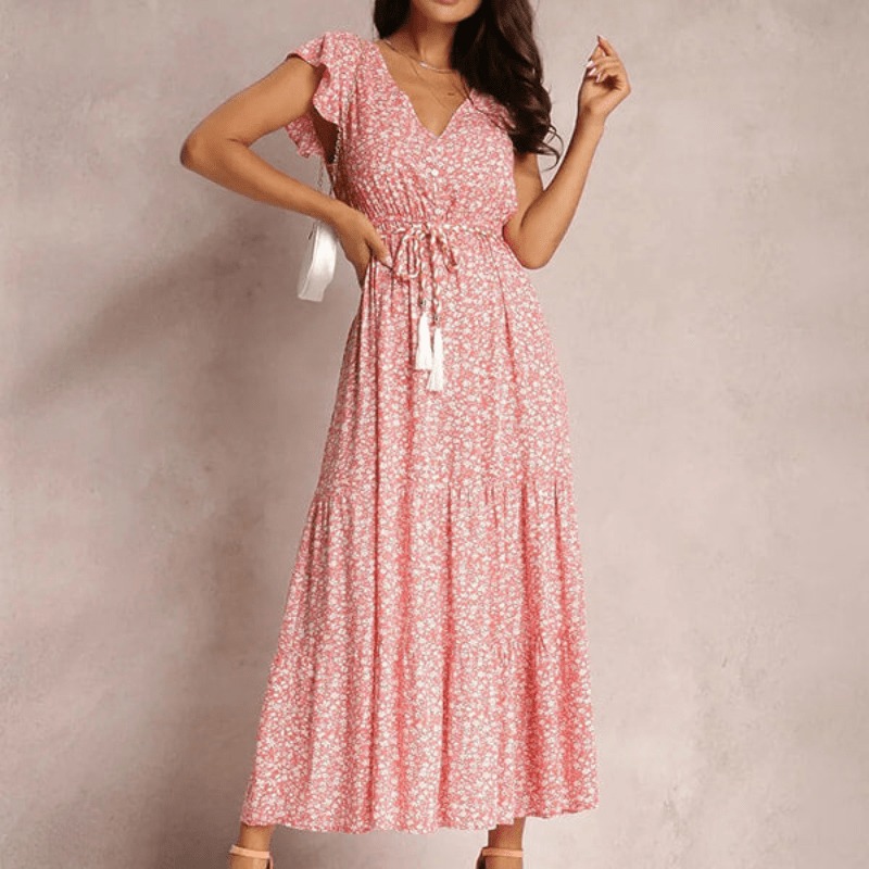 Vestido de mujer yvanna Long Woman Looksy - estampado floral, tamaño ajustable y taza de fluido