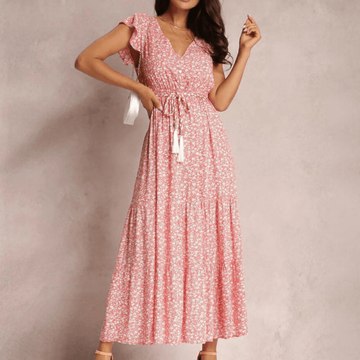 Vestido de mujer yvanna Long Woman Looksy - estampado floral, tamaño ajustable y taza de fluido