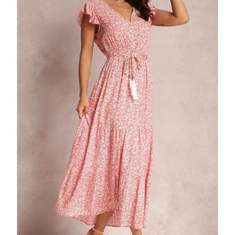Vestido de mujer yvanna Long Woman Looksy - estampado floral, tamaño ajustable y taza de fluido