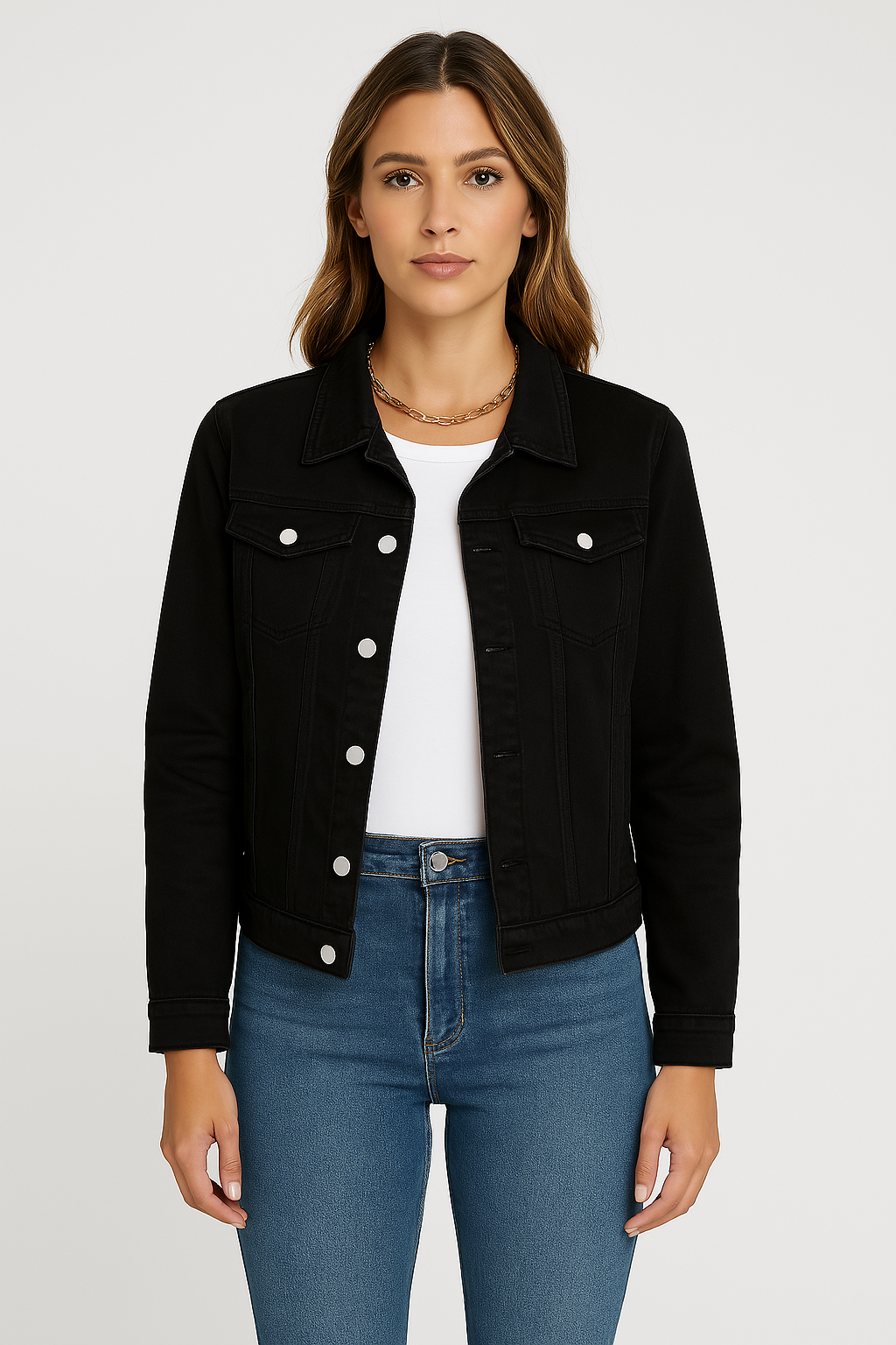 Zaira Femme Veste en Jean – Veste Courte Moderne en Coton Durable avec Col Classique