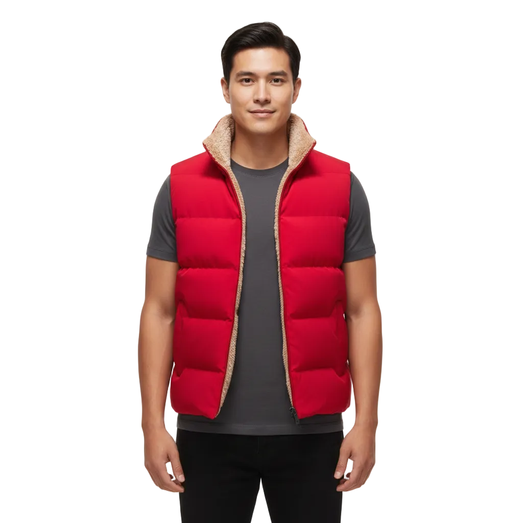 Zane Gilet Homme Sans Manches – Bodywarmer Léger avec Finition Imitation Fourrure