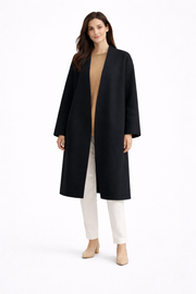 Zareen Dámský Dlouhý Kabát – Elegantní Křížený Střih Bez Knoflíků & Nadčasový Styl