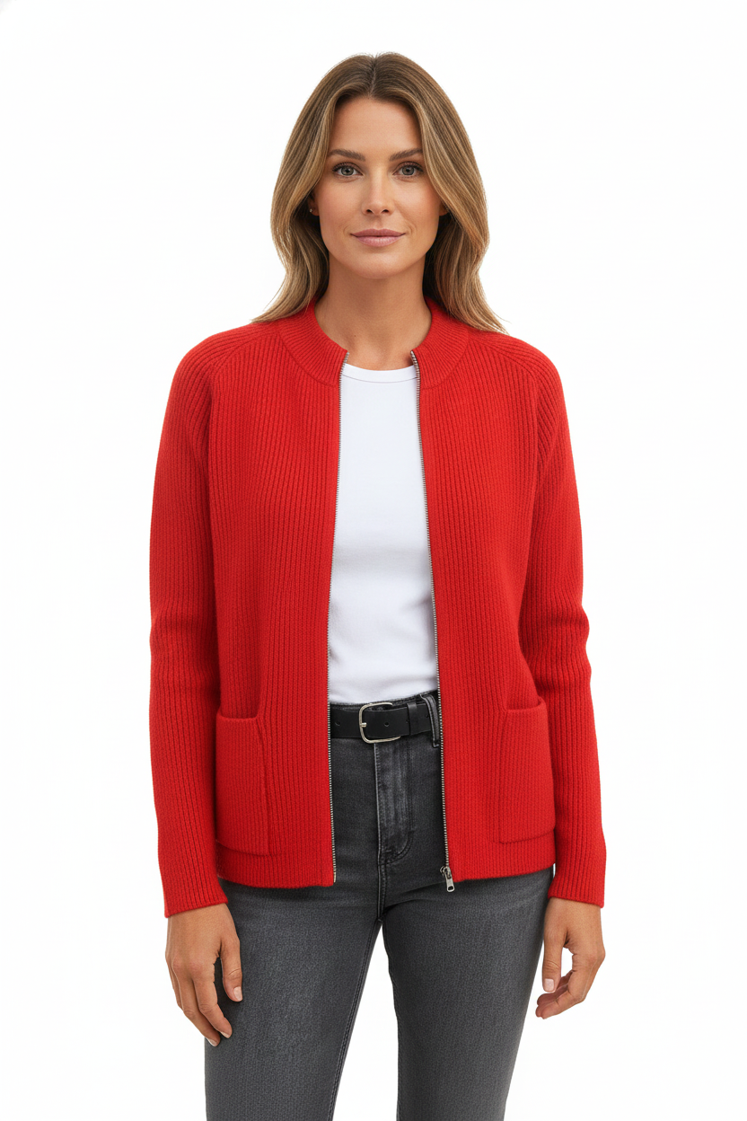 Layla Vestă Damă – Jachetă Moale cu Fermoar, Croială Confortabilă și Stil Versatil