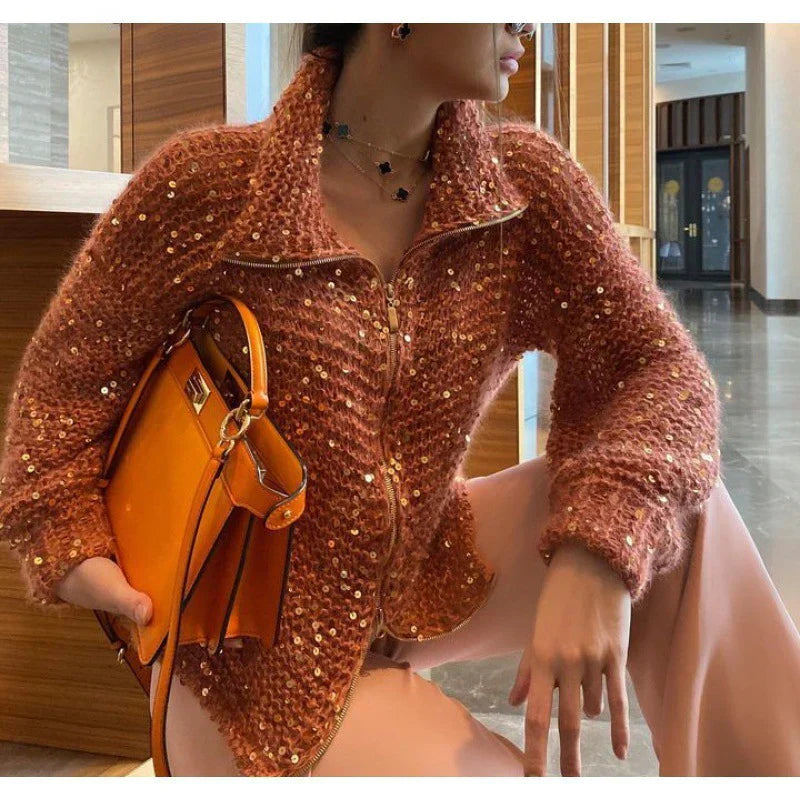Sol Cardigan Femme – Gilet Élégant à Paillettes Confortable & Sophistiqué