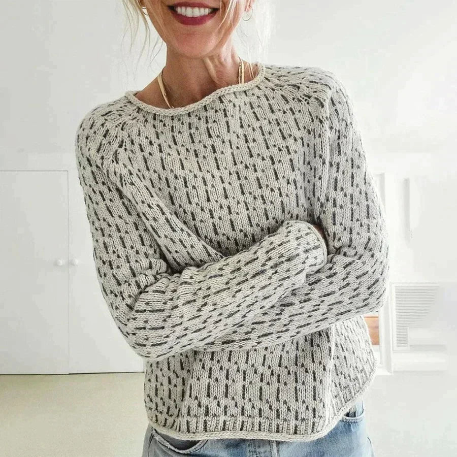 Samira Pull Femme – Pull Gris Élégant à Manches Longues, Style Chic & Confortable