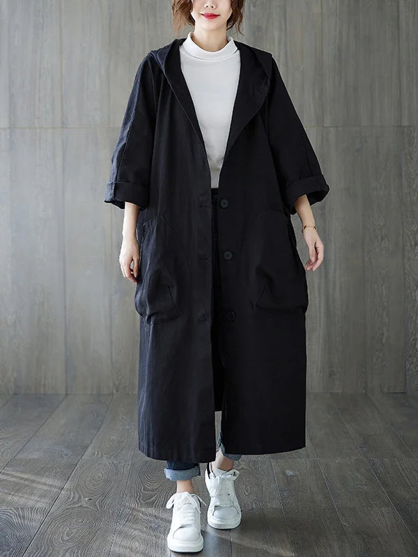 Selena Trenchcoat Femme – Longue Veste avec Capuche & Coupe Élégante pour Temps Pluvieux