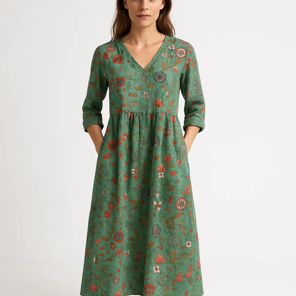 Vestido de mujer Long Mila - estampado florido de algodón, elegancia bohemia y corte aireado