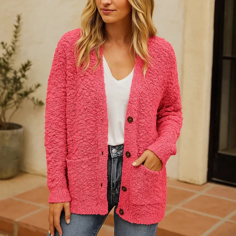 Milas Chaqueta de Felpa para Mujer – Chaleco Casual Suave Corte Informal con Bolsillos