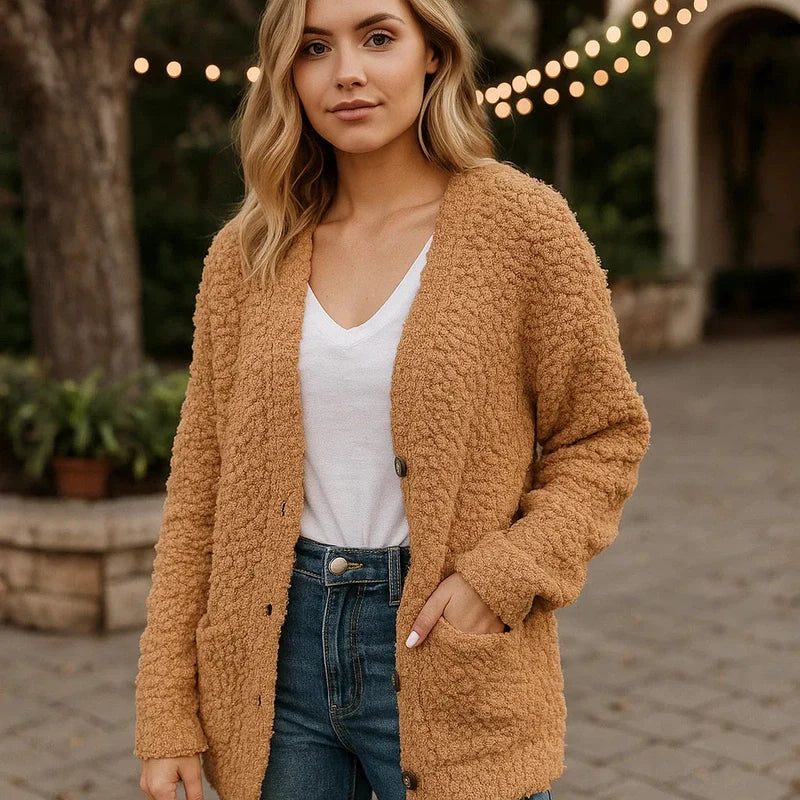 Milas Chaqueta de Felpa para Mujer – Chaleco Casual Suave Corte Informal con Bolsillos