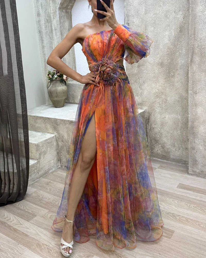 Eunice Robe de Soirée Longue Femme – Robe Maxi Élégante en Tissu Léger pour l’Été