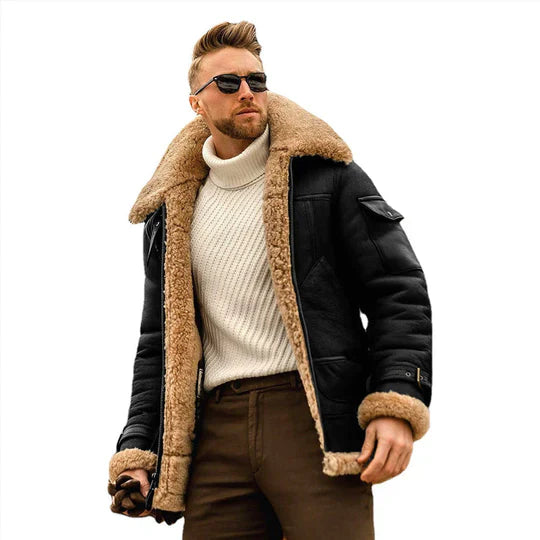 Raymond Veste Homme – Cuir Robuste avec Doublure en Fourrure Douce & Style Élégant
