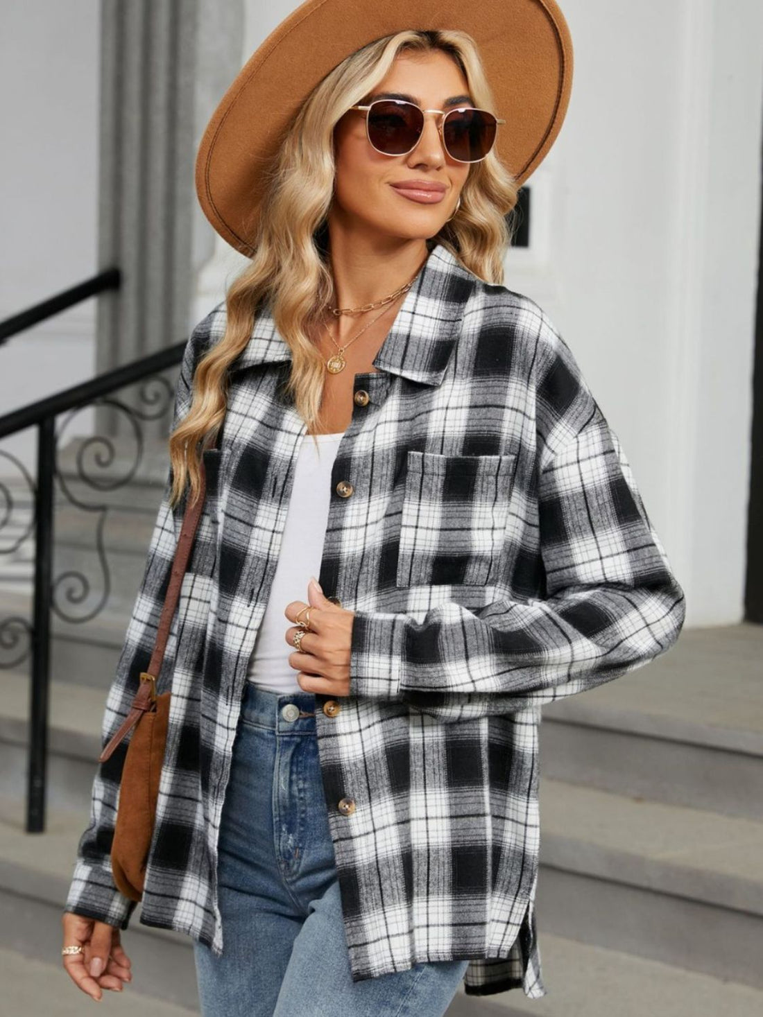 Ley Chemise Femme – Chemise à Carreaux Élégante à Manches Longues Style Décontracté Chic
