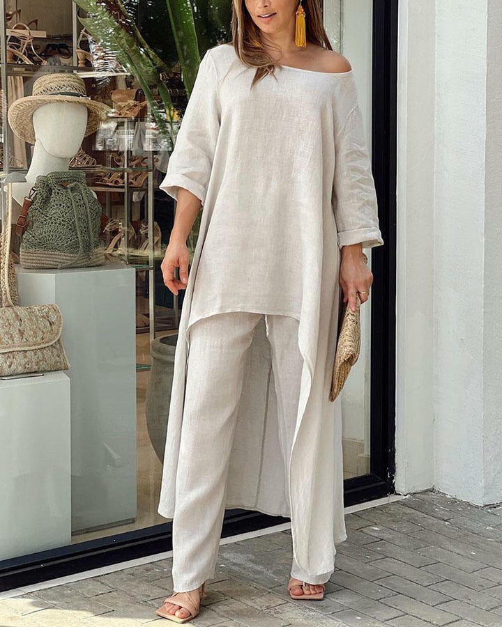 Ensemble Tunique Femme Rachel – Élégant Set Deux Pièces avec Tunique Aérienne & Pantalon Cintré
