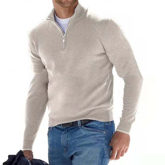 Liam Pull Homme – Col V Zippé en Fausse Laine Mérinos, Style Chic & Confort Léger