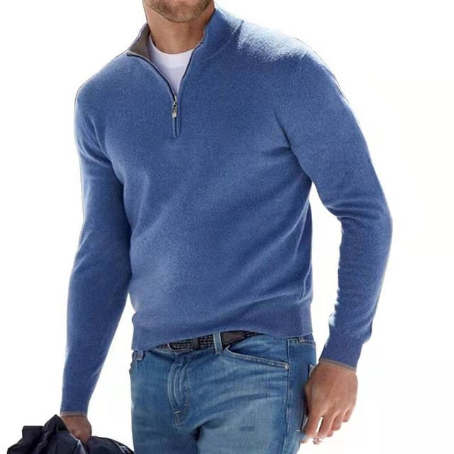 Liam Pull Homme – Col V Zippé en Fausse Laine Mérinos, Style Chic & Confort Léger