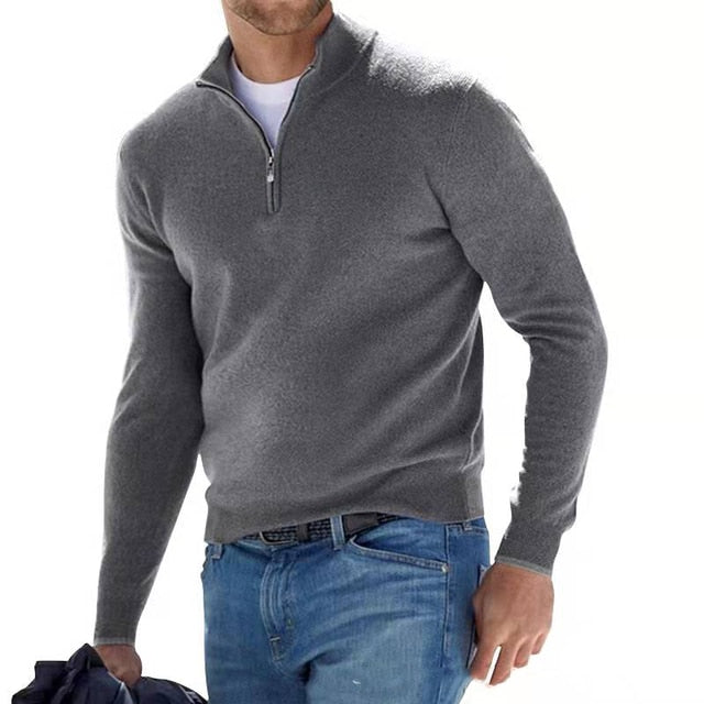 Liam Pull Homme – Col V Zippé en Fausse Laine Mérinos, Style Chic & Confort Léger