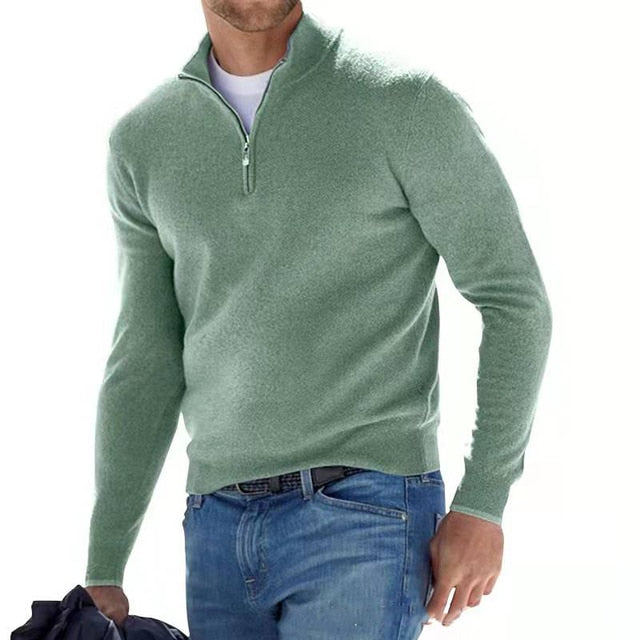 Liam Pull Homme – Col V Zippé en Fausse Laine Mérinos, Style Chic & Confort Léger