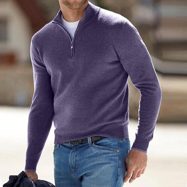 Liam Pull Homme – Col V Zippé en Fausse Laine Mérinos, Style Chic & Confort Léger