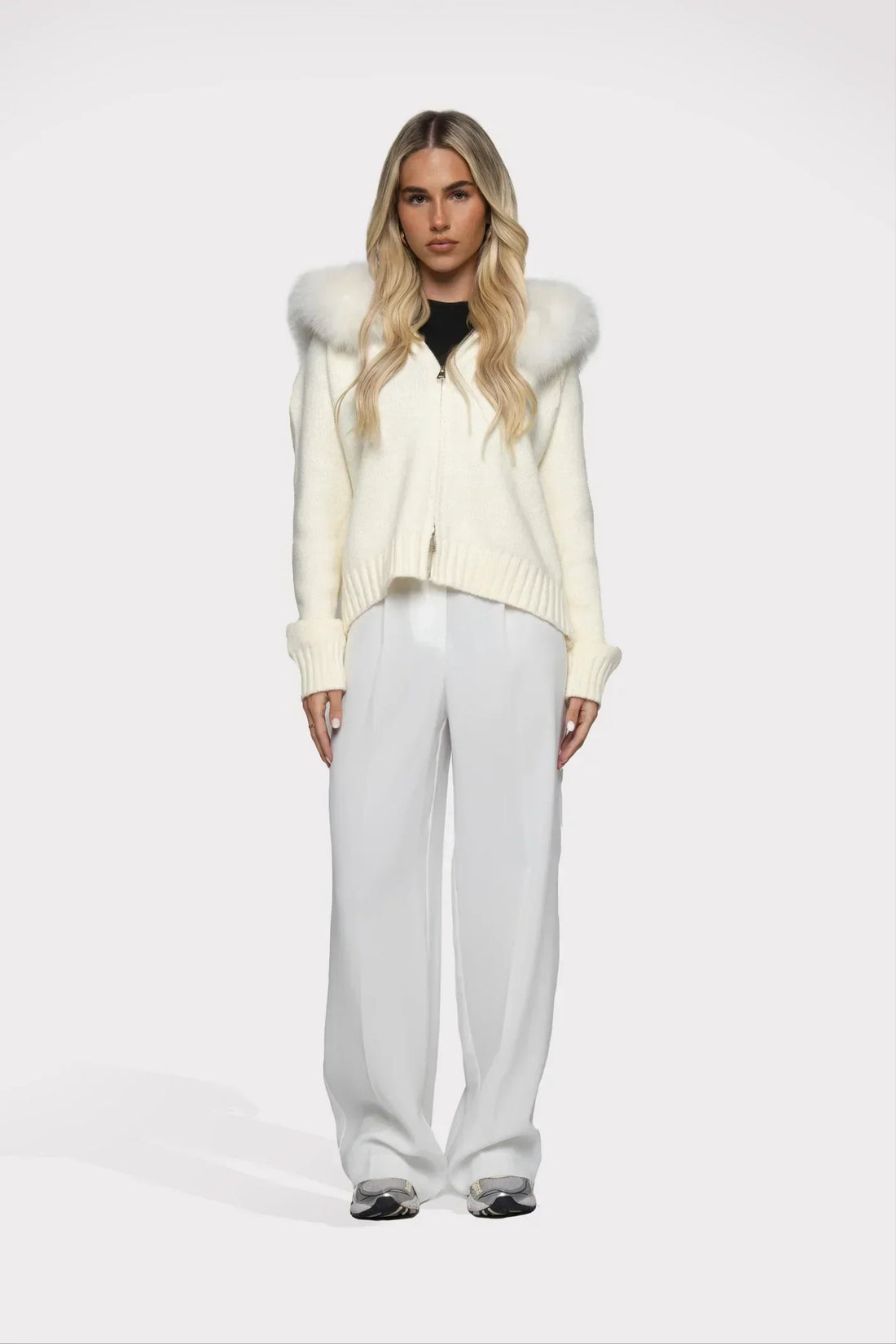 Janelle Veste Femme – Veste en Laine Élégante avec Capuche Doublée de Fourrure
