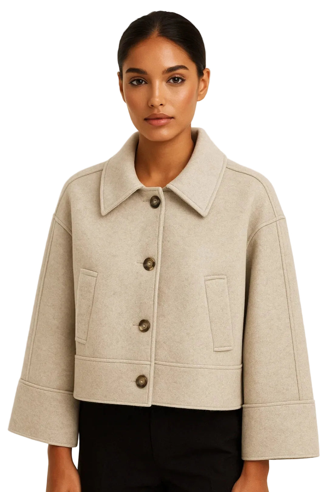 Eloisa Women's Oversize Jacket – Short Structured Buttoned Jacket with Minimalist Style