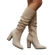 Journee Elegante Damenstiefel – Faltendes schickes Design, Bequemer Blockabsatz & Moderner Stil