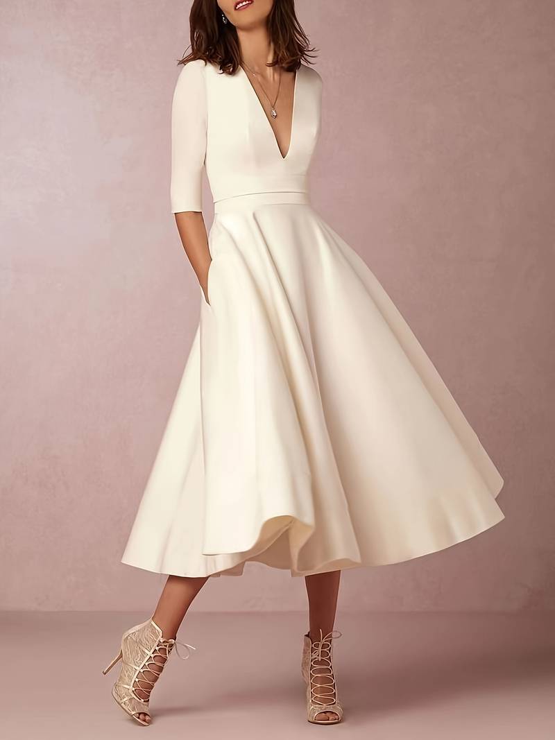 Paisley Women's Midi Dress - elegante abito schiacciante con gonna v e svasata per cerimonie