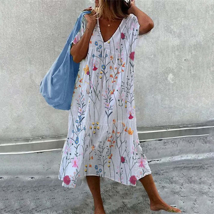 April Robe Maxi Femme – Imprimé Fleuri en Coton, Coupe Aérienne & Ample en A-Ligne