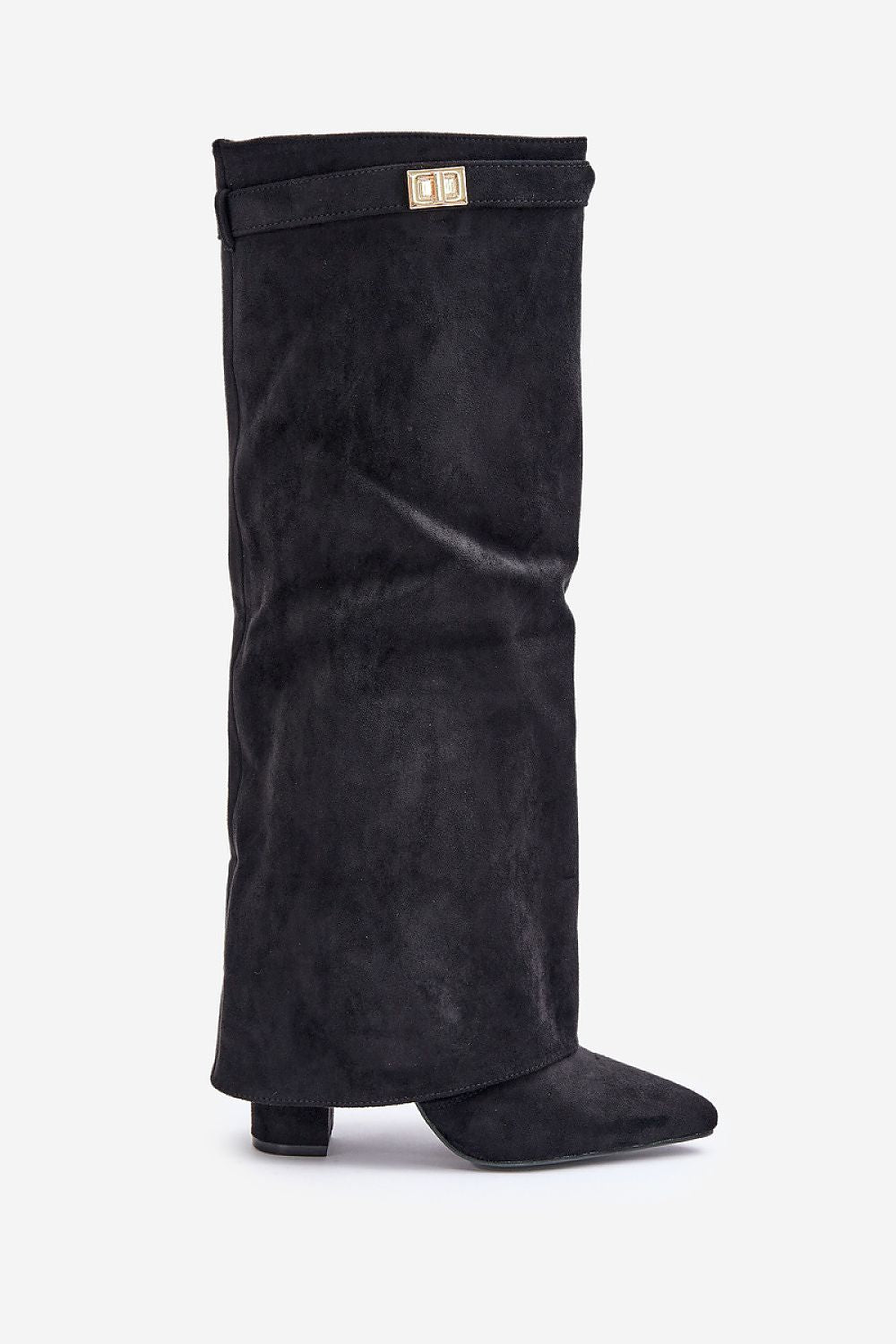 Amélie Bottes Hautes – Bottes en Suédine Noire avec Bout Pointu & Détails Élégants
