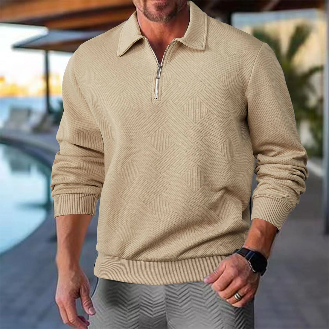 Victor Pull Homme – Pull Chaud en Maille avec Motif Géométrique & Coupe Confortable