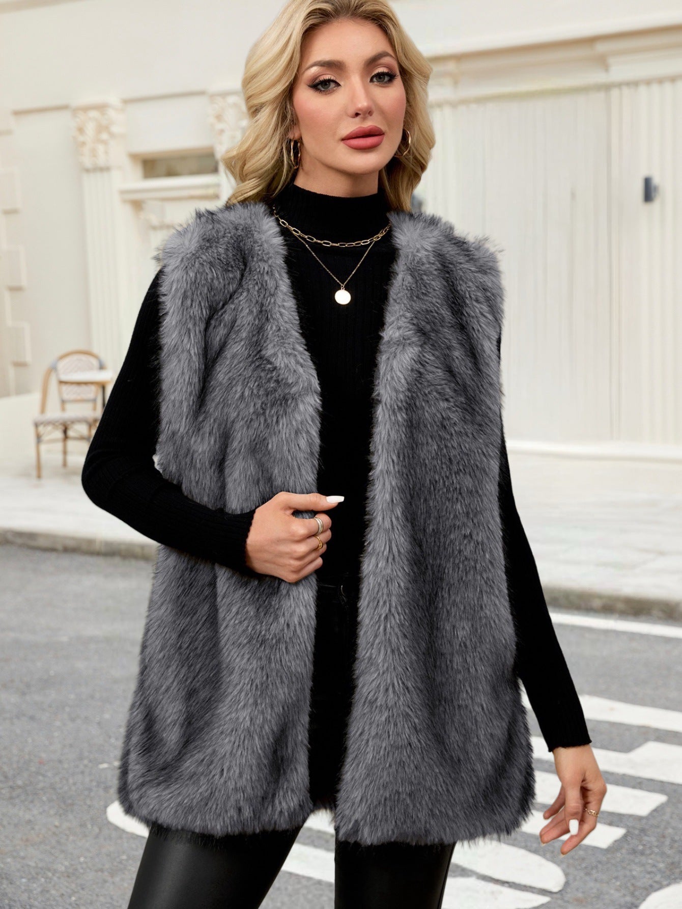 Hadiyah Gilet Donna in Pelliccia Sintetica di Lusso – Taglio Lungo & Calore Elegante