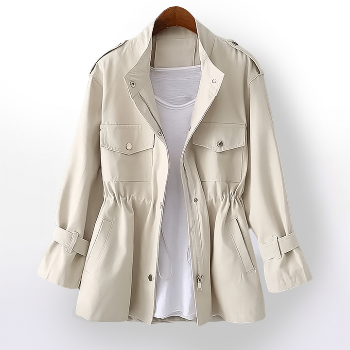 Julie Femme Imperméable Coton Ciré – Manteau Étanche Élégant & Léger pour Mi-Saison