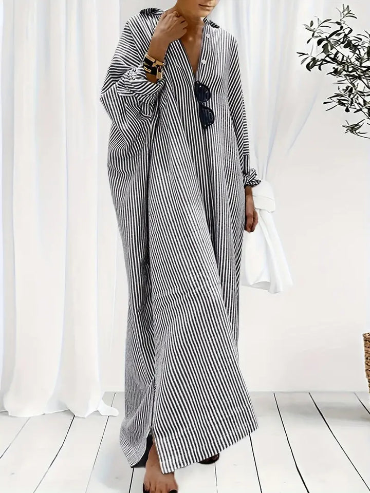Genevieve Robe Maxi Femme – Robe d'Été Oversize à Rayures avec Look Chic Minimaliste