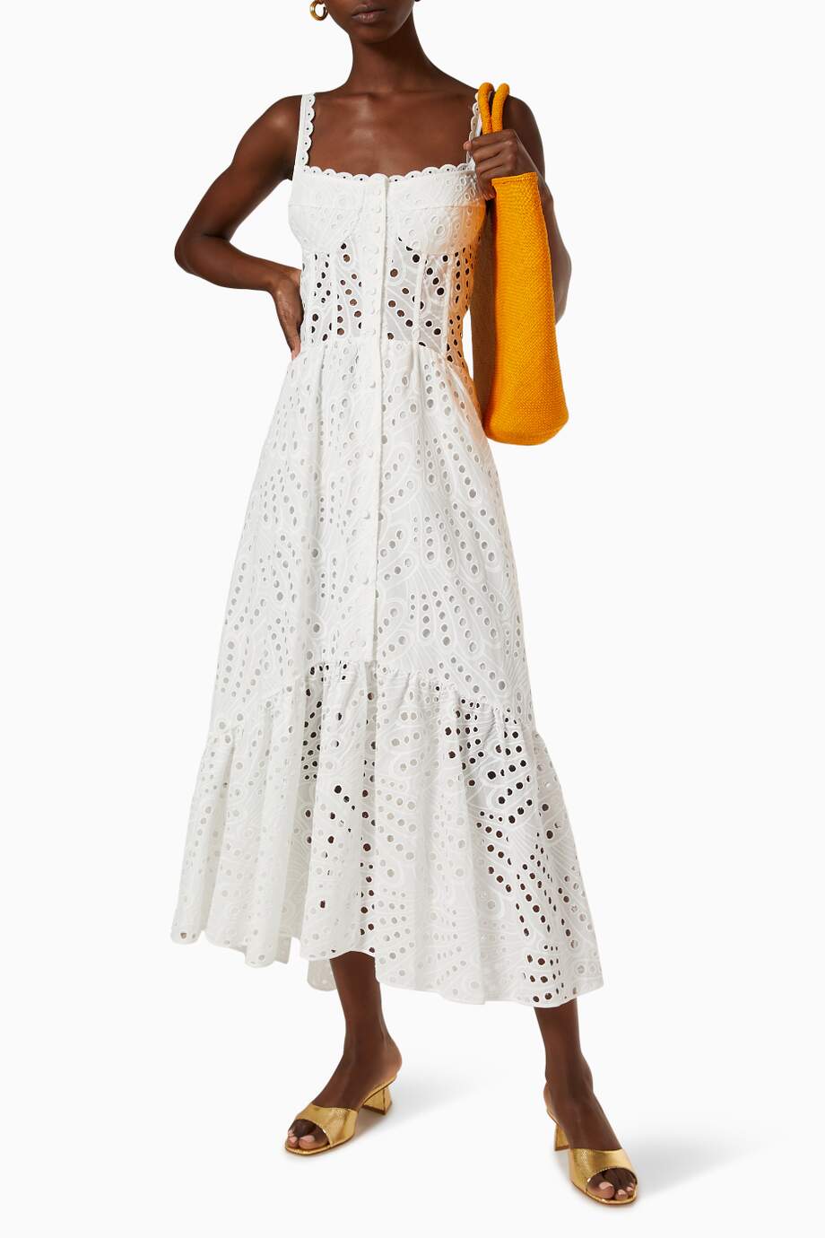 Brylene Robe Maxi Femme – Broderie en Coton, Look Bohème Estival & Confort Aérien